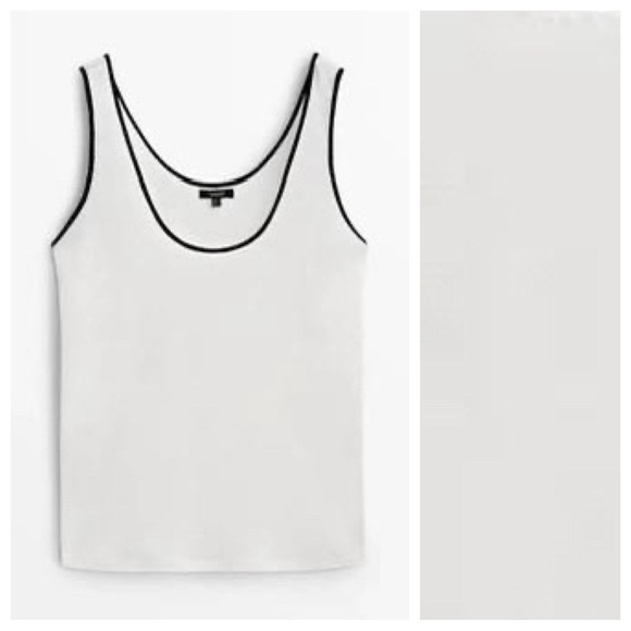 NWT. Massimo Dutti White Strappy Linen Top with Contrast Details. Size M. - Picture 1 of 6